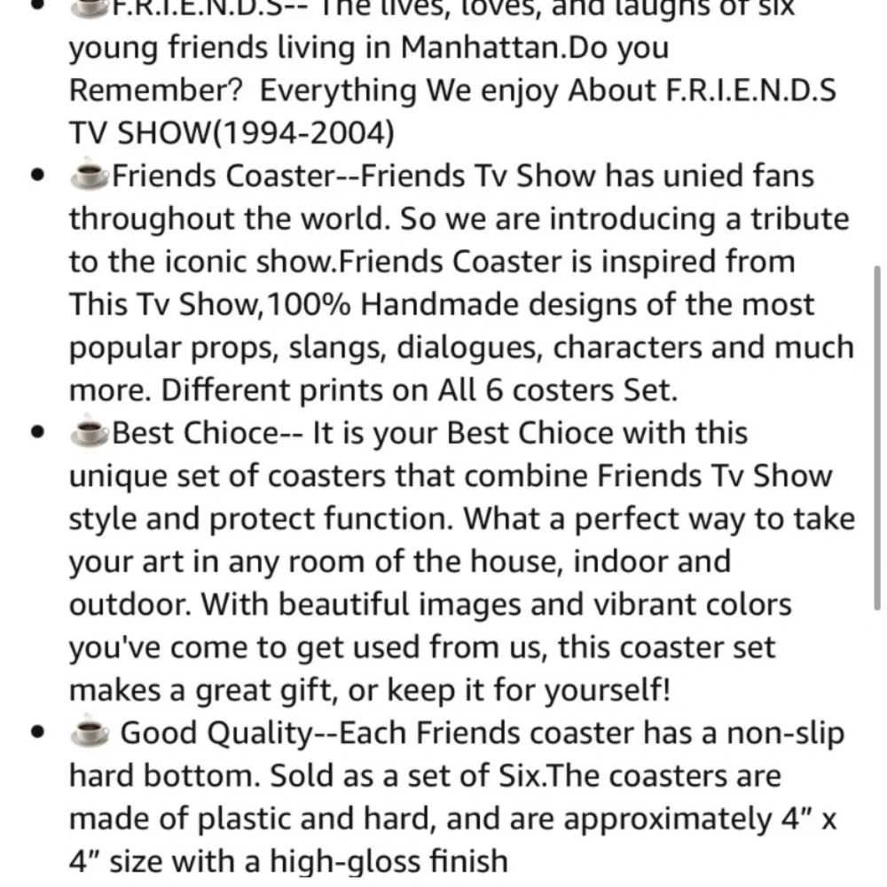 Friends coasters funny gift‎ Brad new bar ware cocktails tv table top decor